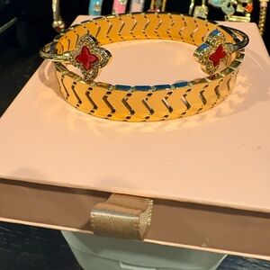 Gold and Red Bangle Bracelet